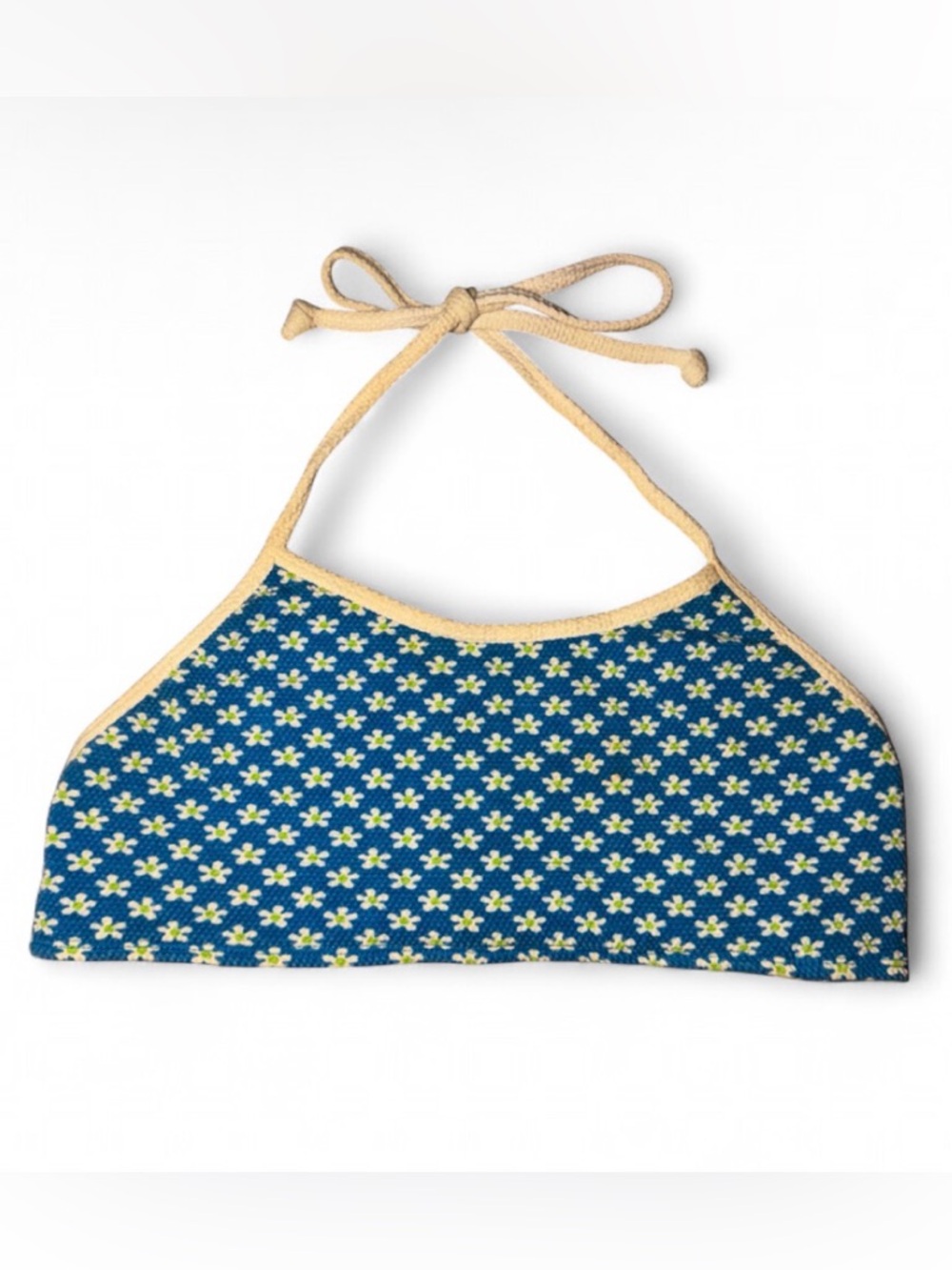 Vintage Off The Coast blue floral halter bikini top Size S ⭐️